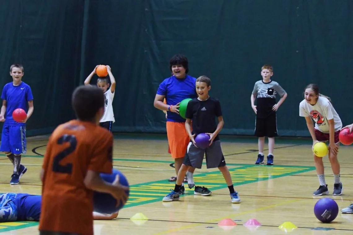 Youth Sports Dodgeball League in gym